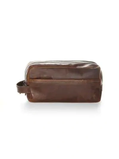 Shop Frye Top Zip Leather Toiletry Kit In Dark Brown