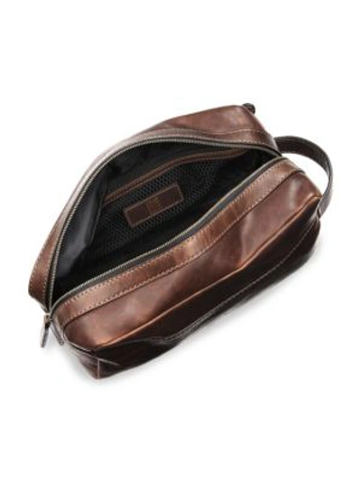 Shop Frye Top Zip Leather Toiletry Kit In Dark Brown