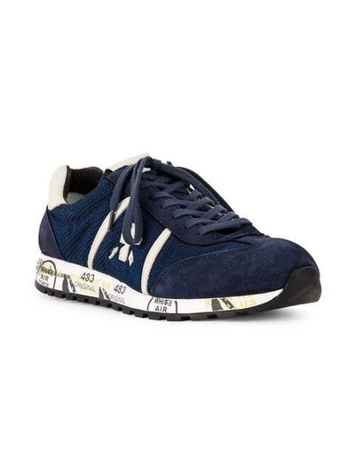 Shop Premiata Lace Up Sneakers In Blue