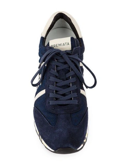 Shop Premiata Lace Up Sneakers In Blue