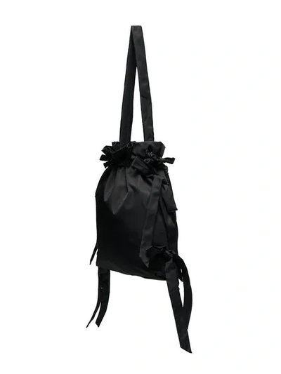 Shop Simone Rocha Black Bow-detail Taffeta Shoulder Bag