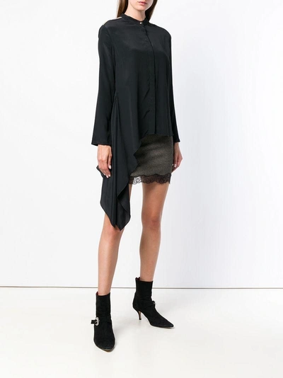 Shop Patrizia Pepe Draped Shirt - Black