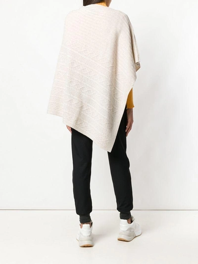 Shop Pringle Of Scotland Overwashed Cable Poncho In Oatmeal - Nude & Neutrals