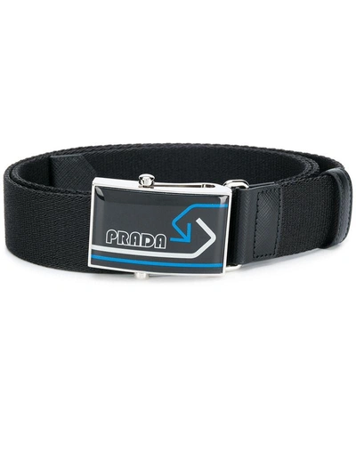 Shop Prada Logo Buckle Belt - Black