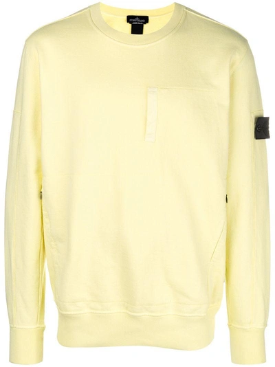 Shop Stone Island Shadow Project Crew Neck Sweatshirt - Yellow