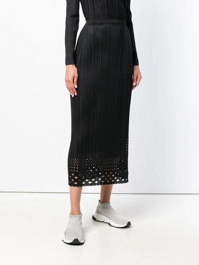 Shop Issey Miyake Pleats Please By  Dots Lace Skirt - Black