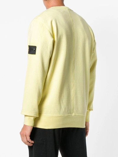 Shop Stone Island Shadow Project Crew Neck Sweatshirt - Yellow