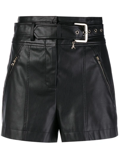 Shop Patrizia Pepe Leather-like Shorts - Black