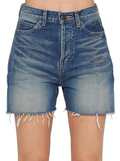 Shop Saint Laurent Denim Shorts In Blue