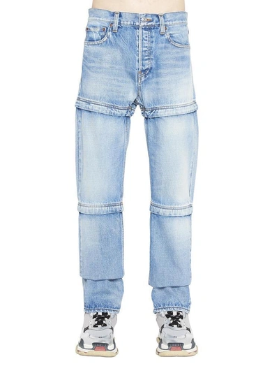 Shop Balenciaga Zipper Paneled Jeans In Blue