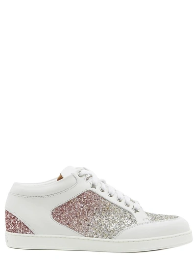 Shop Jimmy Choo Panelled Glitter Sneakers In Pink