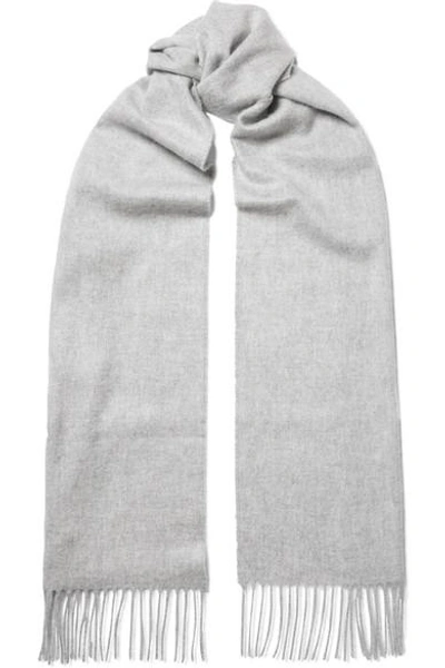 Shop Johnstons Of Elgin Fringed Cashmere Scarf In Gray