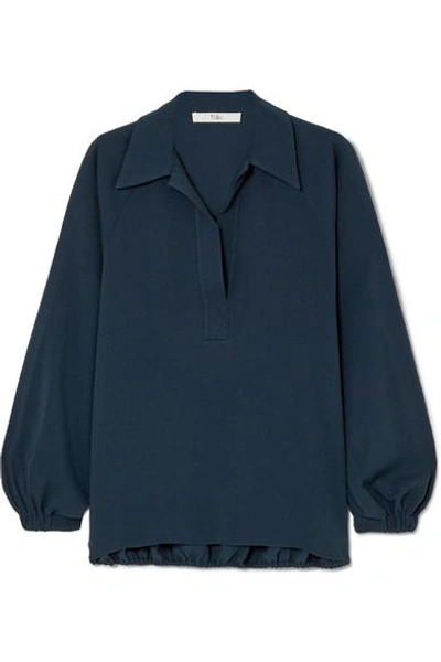 Shop Tibi Savanna Crepe Blouse In Navy