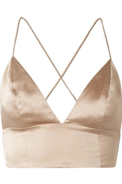 Shop Cami Nyc The Mila Silk-charmeuse Bra Top In Neutral