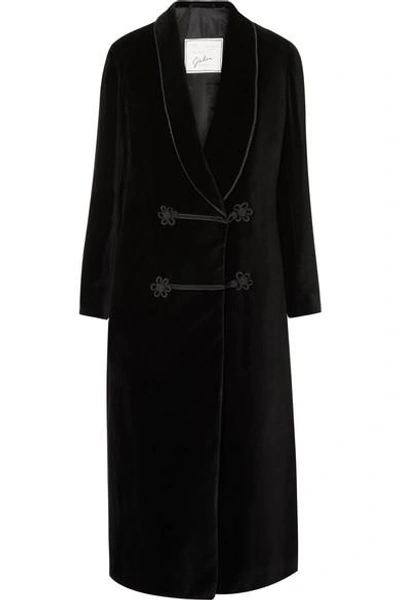 Shop Giuliva Heritage Collection Claudia Cotton-velvet Coat In Black