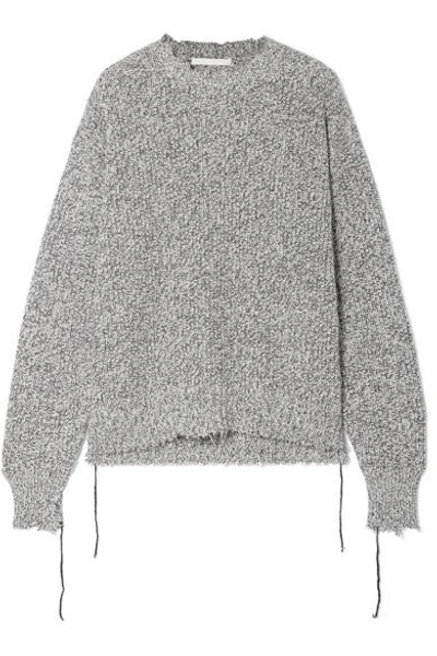 Shop Helmut Lang Distressed Knitted Sweater In Gray