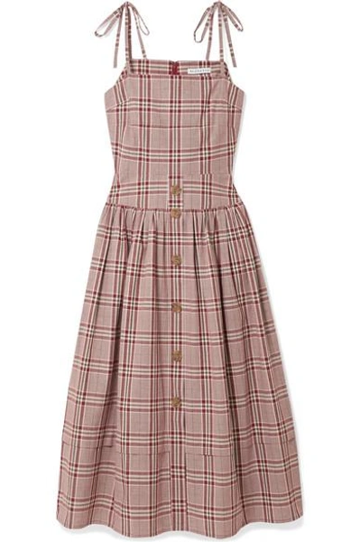 Shop Rejina Pyo Issy Checked Cotton Midi Dress In Red