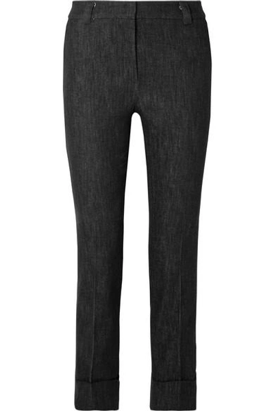 Shop Akris Cropped Mid-rise Straight-leg Jeans In Black