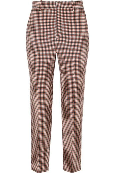 Shop Balenciaga Checked Wool-blend Tweed Straight-leg Pants In Brown