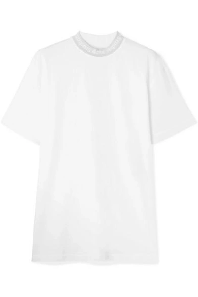 Shop Acne Studios Gojina Oversized Intarsia-trimmed Cotton-jersey T-shirt In White