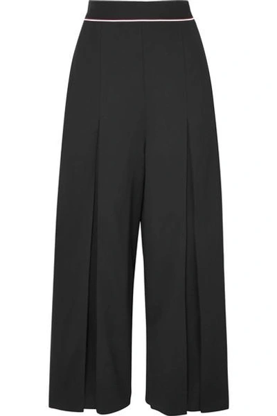 Shop Stella Mccartney Cropped Wool-crepe Wide-leg Pants In Black
