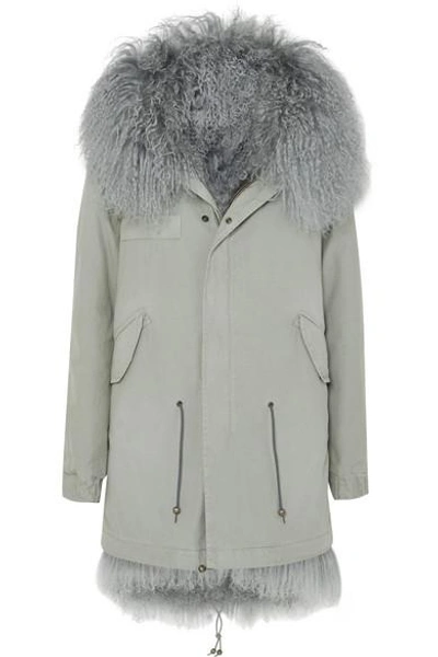 Shop Mr & Mrs Italy Shearling-lined Cotton-canvas Parka In Gray