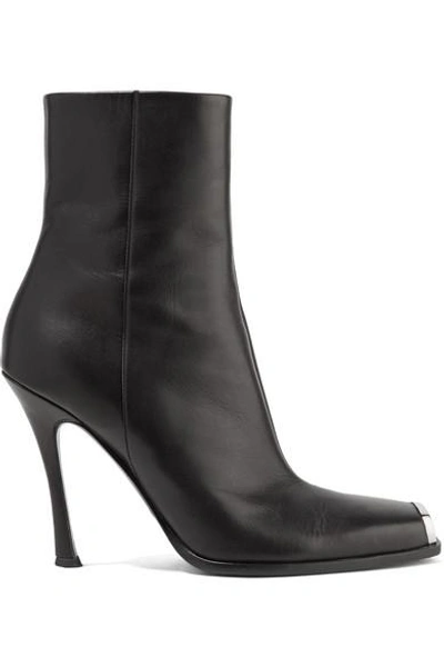 Shop Calvin Klein 205w39nyc Wilamiona Metal-trimmed Leather Ankle Boots In Black