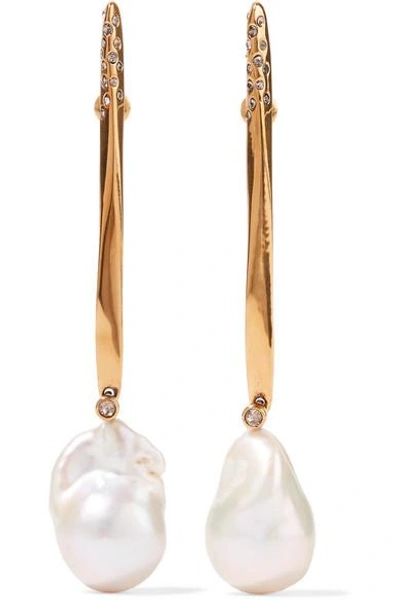 Shop Alexander Mcqueen Gold-tone Pearl Earrings In White