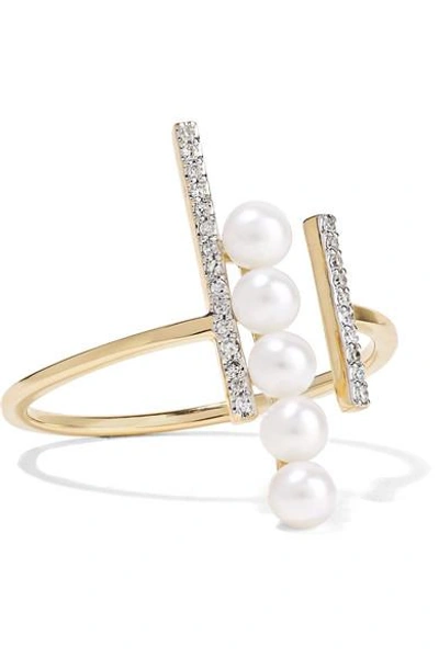 Shop Mateo 14-karat Gold, Diamond And Pearl Ring