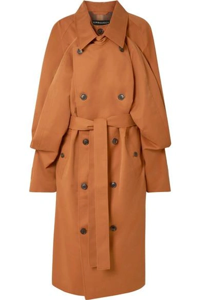Shop Y/project Oversized Layered Gabardine Trench Coat In Camel