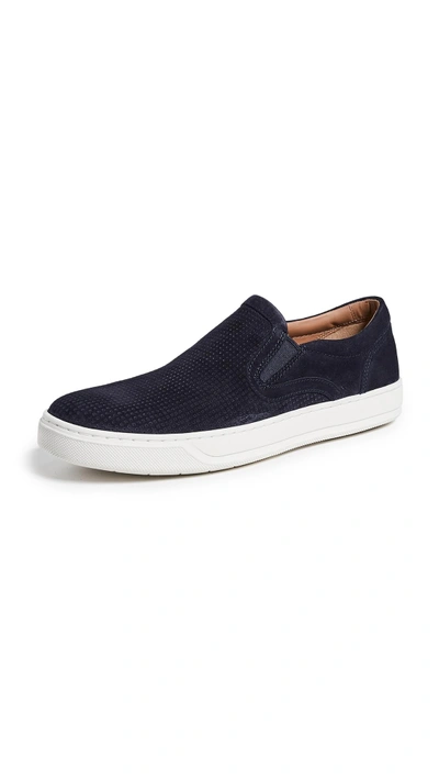 Shop Vince Ace Perforated Suede Slip On Sneakers In Coastal
