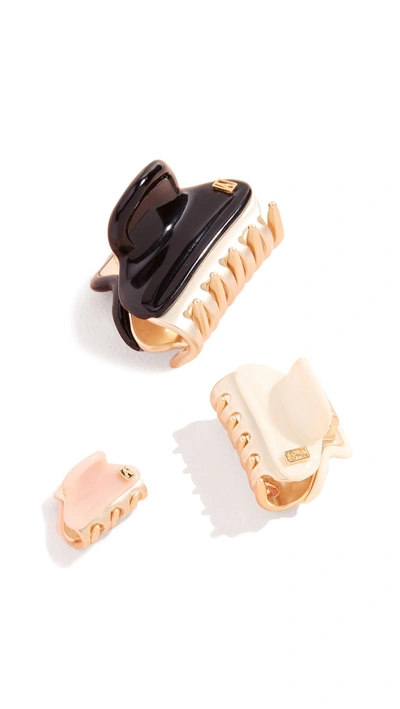 Shop Alexandre De Paris Clip Set Of 3 In Cream/rose/black