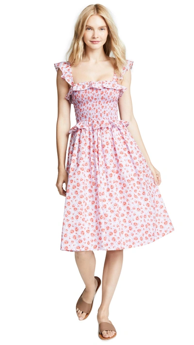 Shop Amanda Uprichard Smocked Midi Dress In Lilac Ditsy Floral