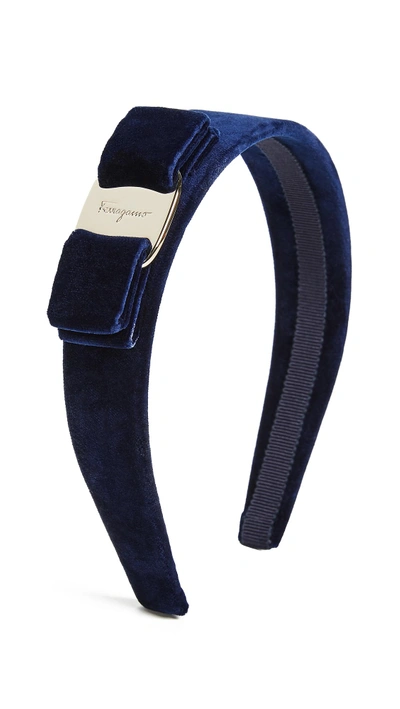 Shop Ferragamo Velvet Headband In Oxford Blue
