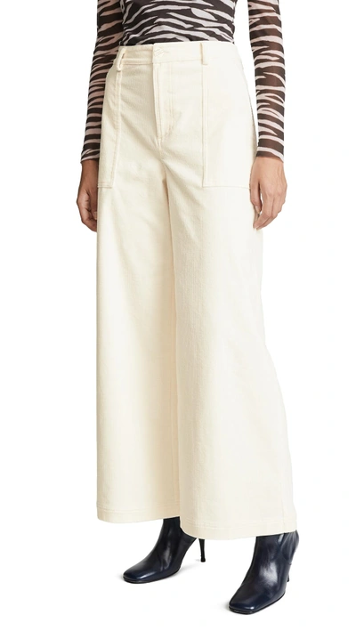 Shop Ganni Ridgewood Pants In Egret