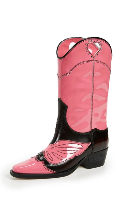 Shop Ganni Marlyn Boots In Hot Pink