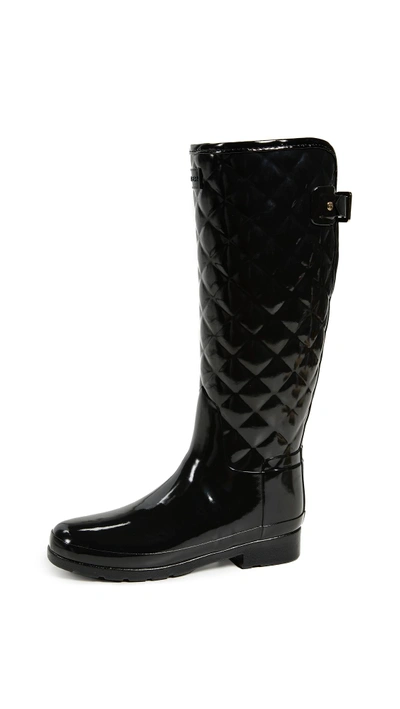 Shop Hunter Refined Gloss Quilt Tall Boots In Black