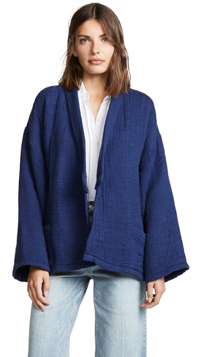 Shop Mes Demoiselles Jacquard Kimono In Blue