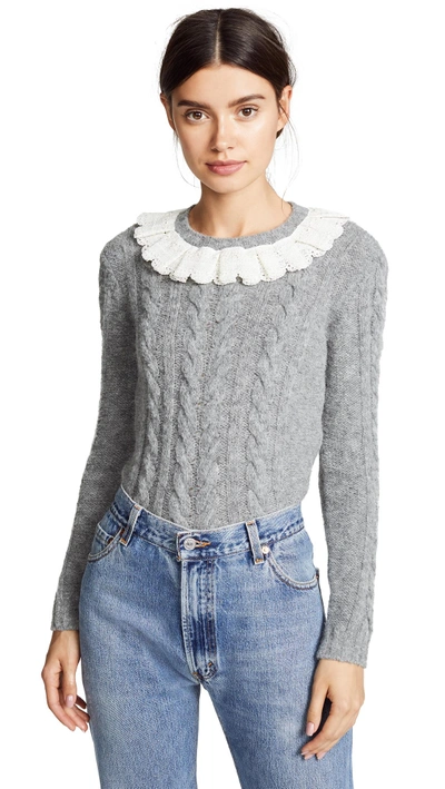 Shop Philosophy Di Lorenzo Serafini Lace Trim Sweater In Grey