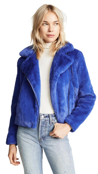 Shop Rebecca Minkoff Henderson Faux Fur Jacket In Blue