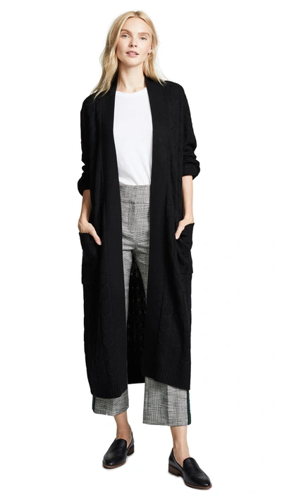 Shop Sablyn Vanessa Long Cashmere Cable Coat In Black
