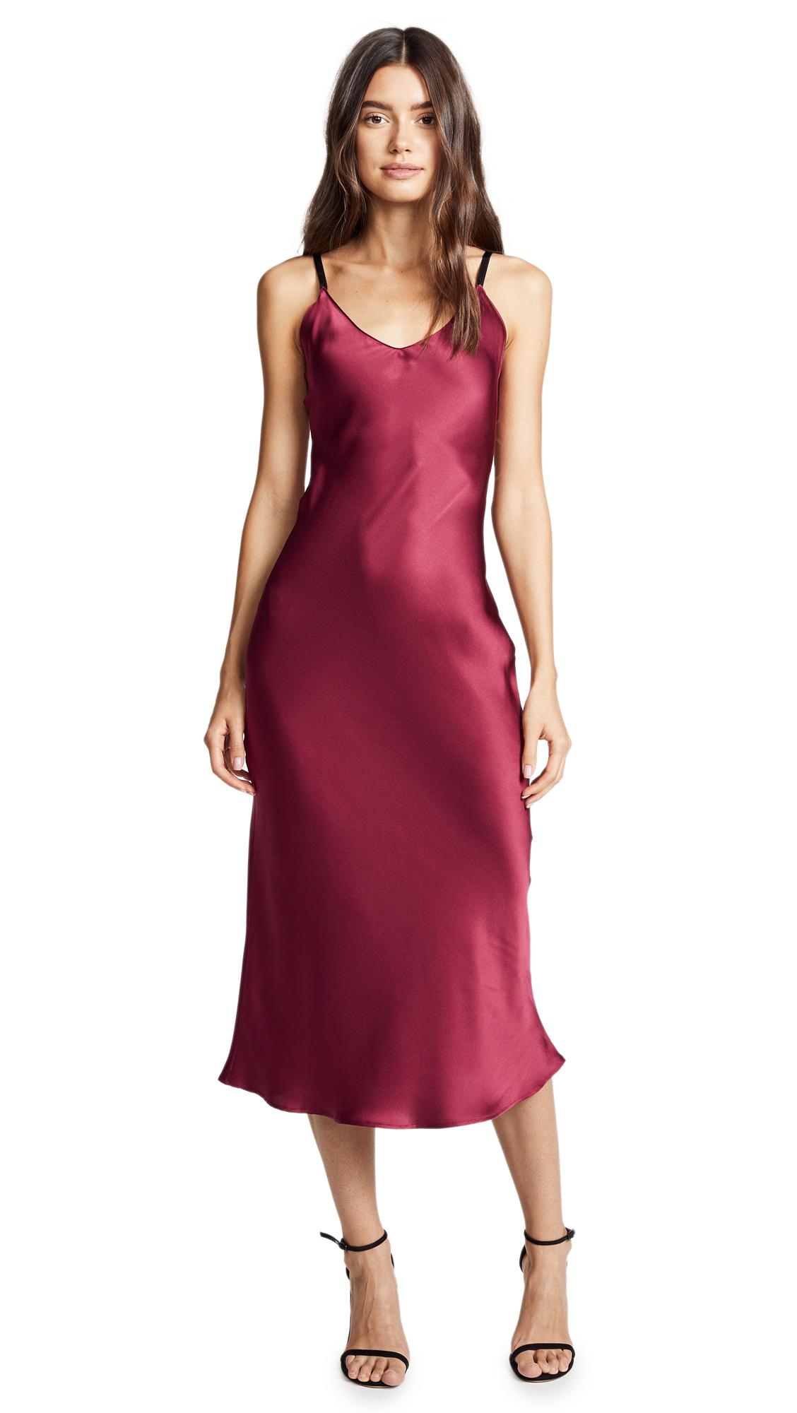 wine silk dress