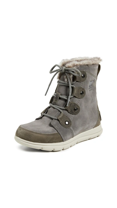 Shop Sorel Explorer Joan Boots In Quarry/black