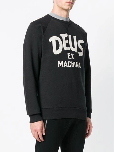 Shop Deus Ex Machina Logo Print Sweater - Black