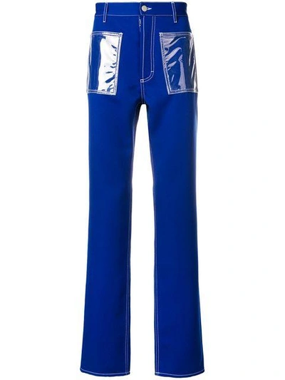 Shop Maison Margiela Vinyl Patch Pocket Trousers - Blue