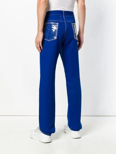 Shop Maison Margiela Vinyl Patch Pocket Trousers - Blue