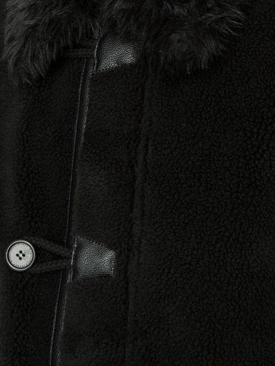 Shop Stella Mccartney Faux Fur Trimmed Leather Patch Coat - Black