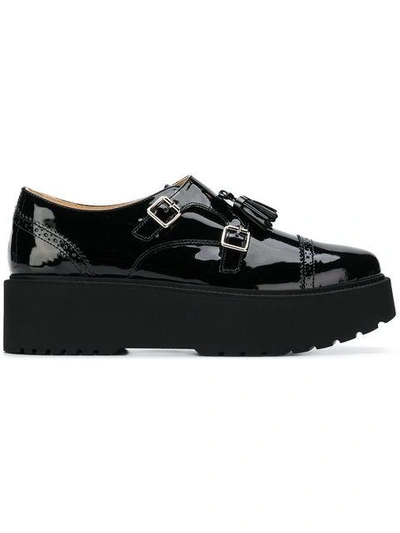 Shop Hogan Platform Sole Monk Shoes - Black