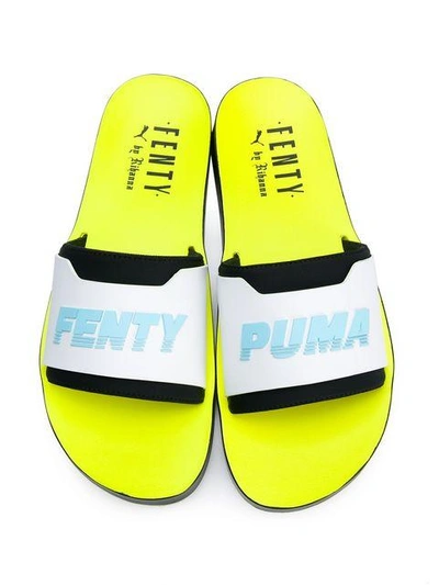 Shop Fenty X Puma Logo Pool Slides In Black