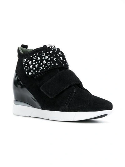 Shop Hogl Embellished Wedged Sneakers - Black